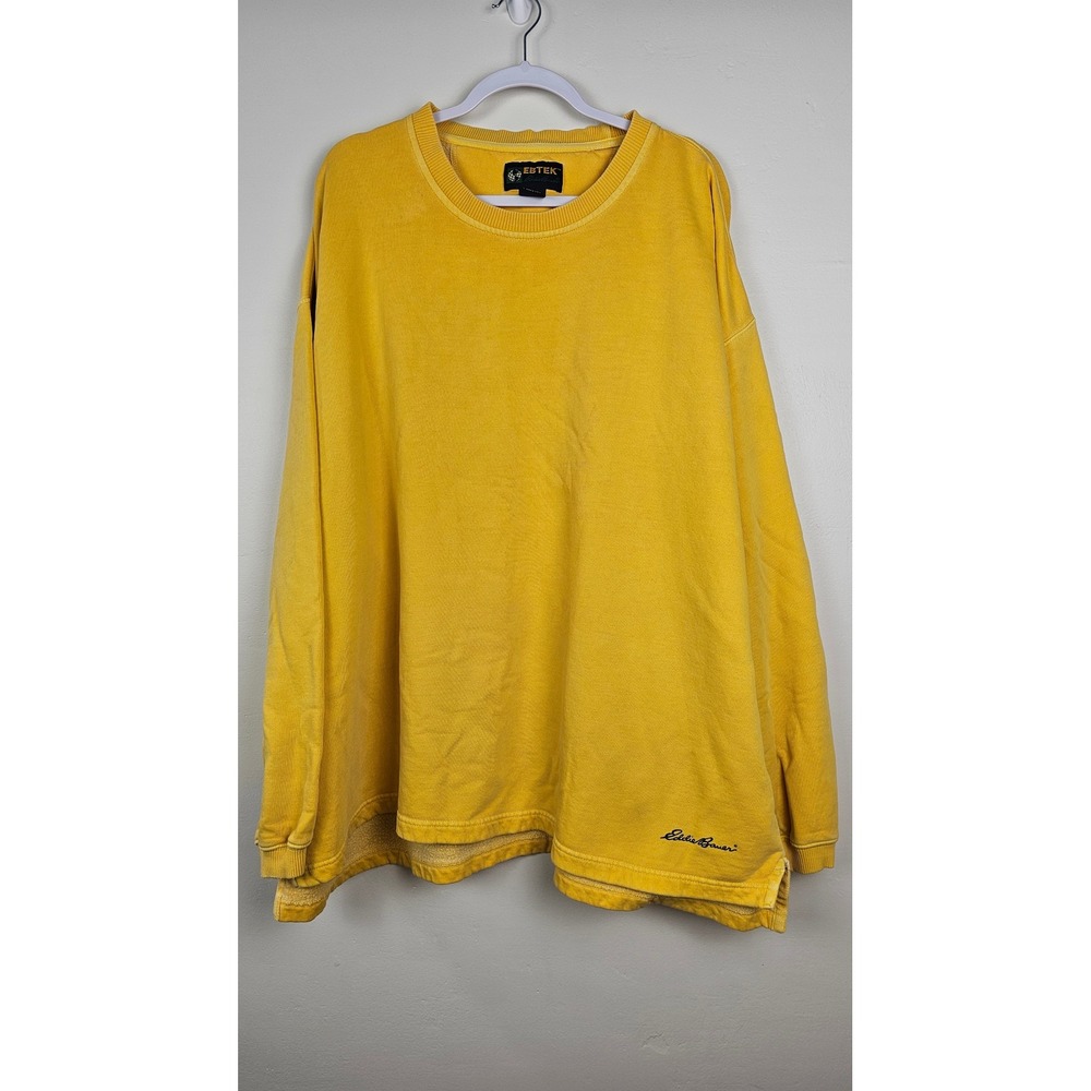 Eddie Bauer EBTEK Sweatshirt Mens XXL Yellow Crewneck Pullover Vintage EB-TEK